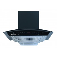 Bright Auto BK 60 cm 1150 m³/HR Suction, Autoclean ,Curved Glass Kitchen Chimney With LED Lamp, Conical Filters (Black)