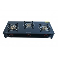 Hindblaze Crown 3B Bk, Heavy Brass Burner With Spill Tray Stainless Steel, Glass Manual Gas Stove
