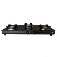 Hindblaze Super 3B Bk, Heavy Brass Burner With Spill Tray Stainless Steel, Glass Manual Gas Stove