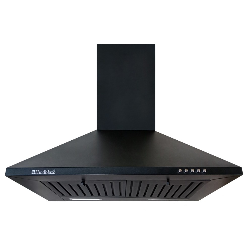 Spirit BK 60 cm 1000 m3/h Suction Baffle Filter Pyramid Wall Mounted Kitchen Chimney With Push Button Control (Black)