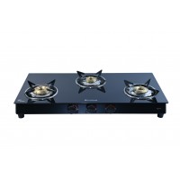 Hindblaze Super 3B Bk, Heavy Brass Burner With Spill Tray Stainless Steel, Glass Manual Gas Stove