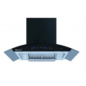 Titanium Auto 90 cm 1400 m3/h Suction Capacity Hand Sensor, Touch Control, 3G Heat Auto Clean With 11 Degree Baffle Filter Wall Mounted Kitchen Chimney (Black)